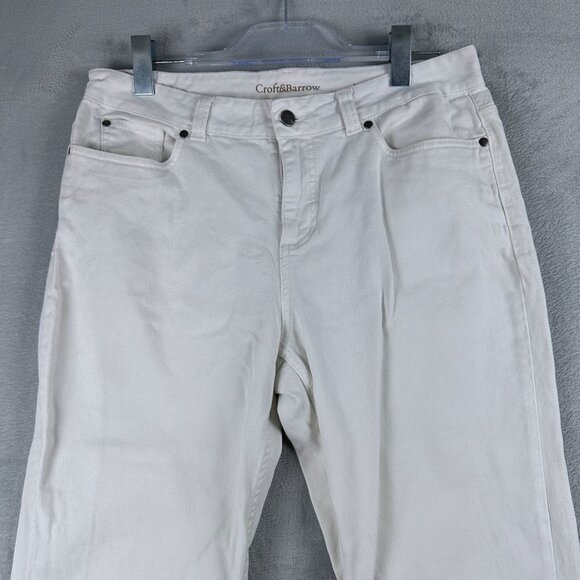 Croft & Barrow Wide Leg Jeans Womens Size 12 Average Natural Fit Stretch White - Picture 3 of 12